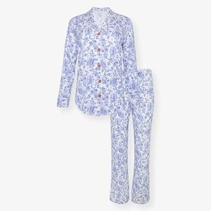 Posh Peanut Briar Blue and White Floral Pajama Set